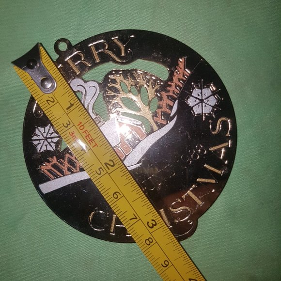 MERRY CHRISTMAS "Brauns 1988" Metal Ornament with Winter Scene (G. Duchin, 1986) - Picture 8 of 8